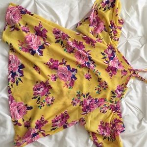 Yellow off shoulder Floral Top